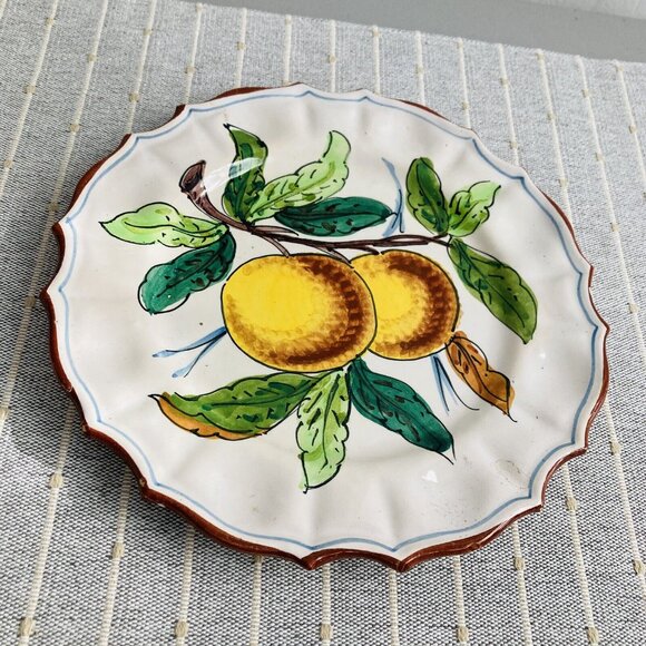 Vintage Italy Plate Dish 8.5" FRUIT 90s Peach Farmhouse - Picture 2 of 5